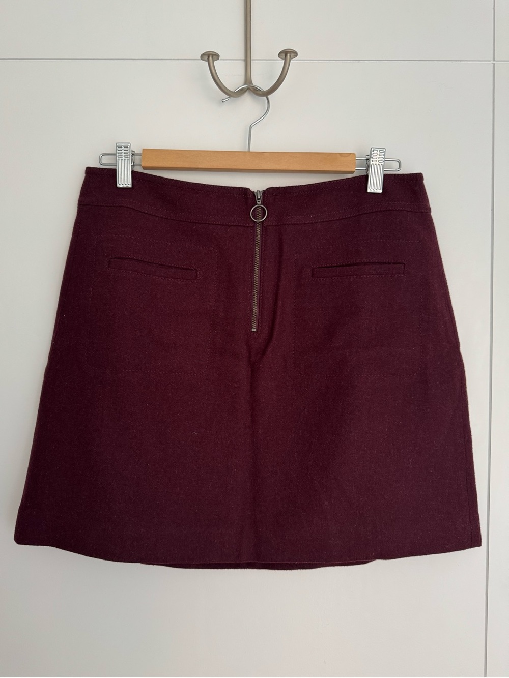 Madewell wool blend Burgundy A-Line Mini Skirt size 8